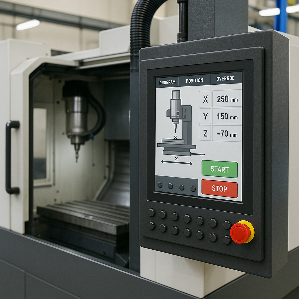 Operator using machine HMI